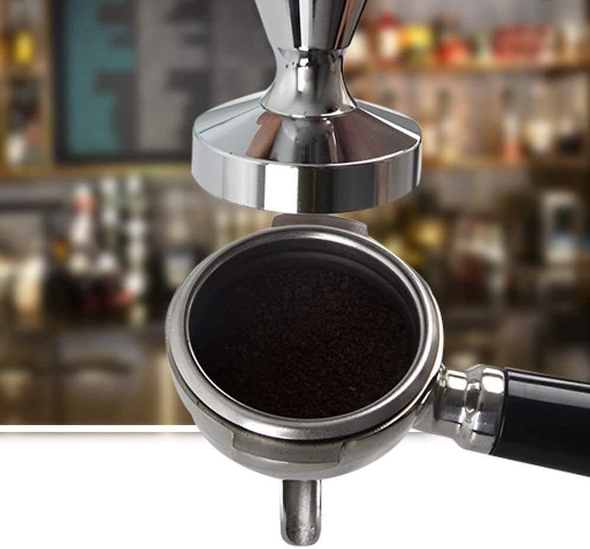 Coffee press - 51 mm coffee press - Ergonomic filter holder - Basis stainless steel espresso press - Coffee maker accessory - For 51 mm filter holders - Image 7
