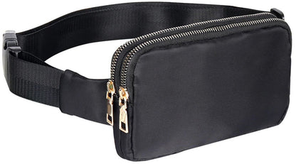 Fanny pack - Women's fanny pack - Men's fanny pack - Fanny packs for men and women - Black City fanny pack with two pockets - Suitable for outdoor activities, fitness, shopping, running, walking, travel, cycling