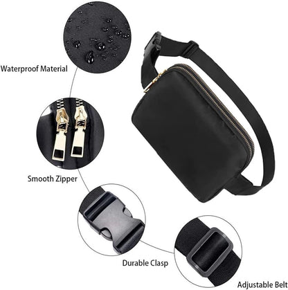 Fanny pack - Women's fanny pack - Men's fanny pack - Fanny packs for men and women - Black City fanny pack with two pockets - Suitable for outdoor activities, fitness, shopping, running, walking, travel, cycling - Image 6
