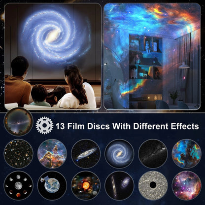 360° Starry Sky Night Projector with Solar System, Moon, Nebula, Galaxy, and Astronaut - Projector for Children and Adults - Mood Light - Bedroom Mood Light - Star Projector - Galaxy Projector - Starry Sky - White - Image 2