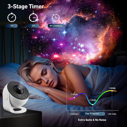 360° Starry Sky Night Projector with Solar System, Moon, Nebula, Galaxy, and Astronaut - Projector for Children and Adults - Mood Light - Bedroom Mood Light - Star Projector - Galaxy Projector - Starry Sky - White - Image 4