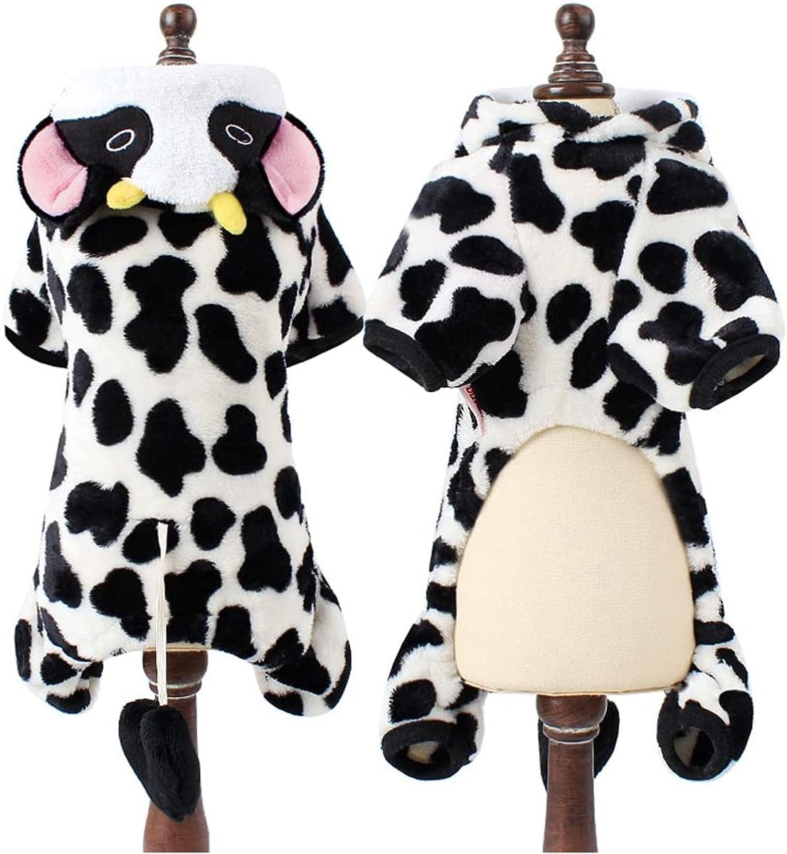 Dog Coat - Dog Clothes - Christmas Dinosaur Dog Costume - Cowboy Style Rider Sweatshirt - Warm Winter Raincoat - Perfect for Christmas - White Cow Size XL - Party Decoration - Christmas Decorations - Image 2