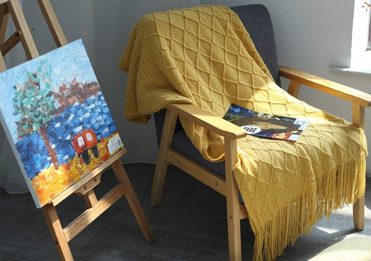 Blanket - Cuddly blanket - Soft blanket - Soft knitted wool blanket - Fringed blanket - Cute blanket - Sofa throw - Sleeping blanket - Khaki - 130 x 180 cm - Image 3