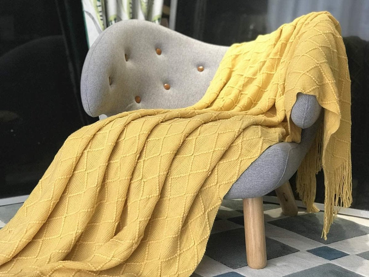 Blanket - Cuddly blanket - Soft blanket - Soft knitted wool blanket - Fringed blanket - Cute blanket - Sofa throw - Sleeping blanket - Khaki - 130 x 180 cm - Image 4