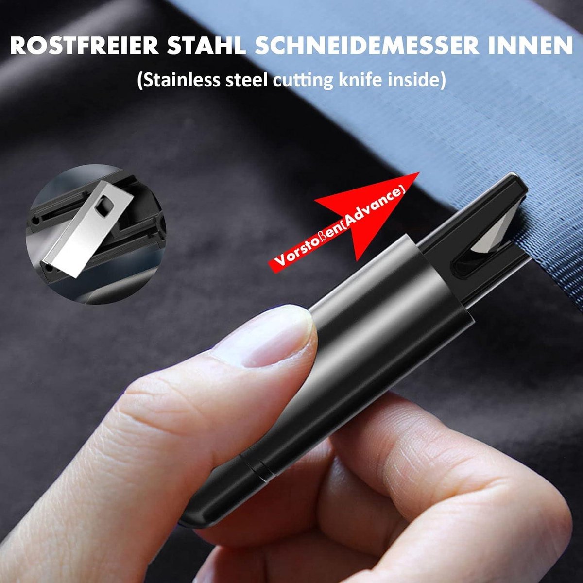 2-in-1 Emergency Car Hammer - Seatbelt Cutter and Window Breaker - Black - Image 3