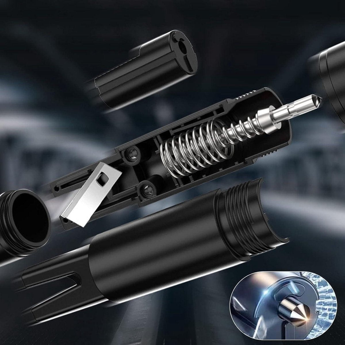 2-in-1 Emergency Car Hammer - Seatbelt Cutter and Window Breaker - Black - Image 6