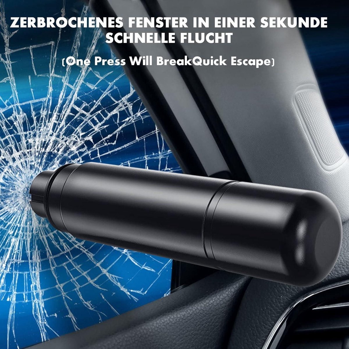 2-in-1 Emergency Car Hammer - Seatbelt Cutter and Window Breaker - Black - Image 7