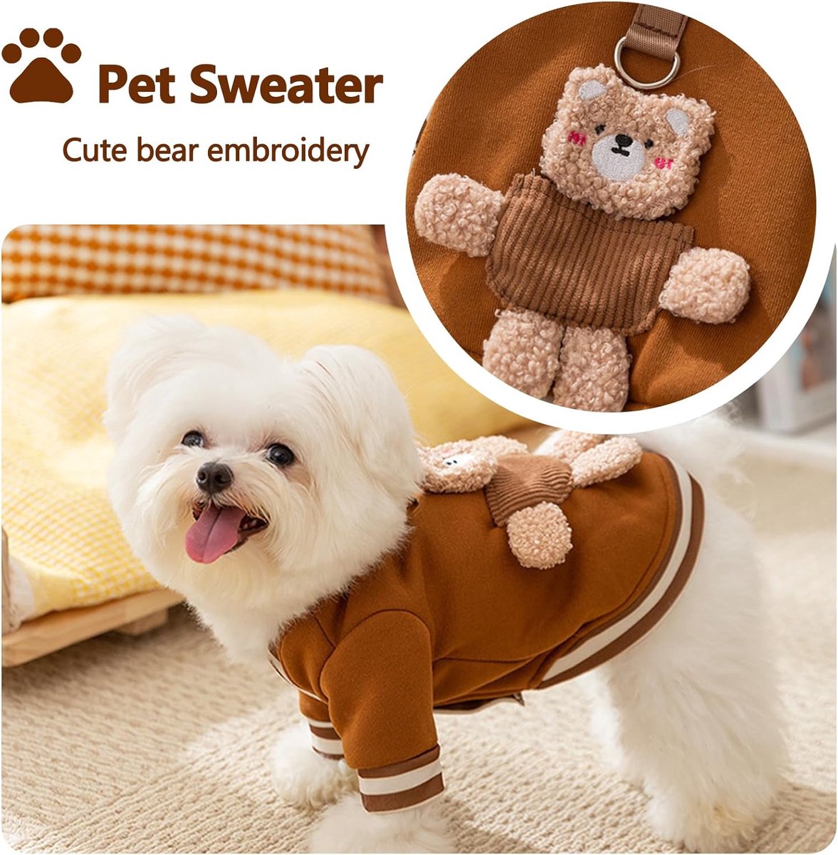 Dog Coat - Dog Sweater - Dog Clothes with D-Ring - Warm Winter Sweater - Soft Sweatshirt - Warm Winter Dog Clothes - Perfect for Small Dogs and Cats - Size M - Christmas Decorations - Image 7
