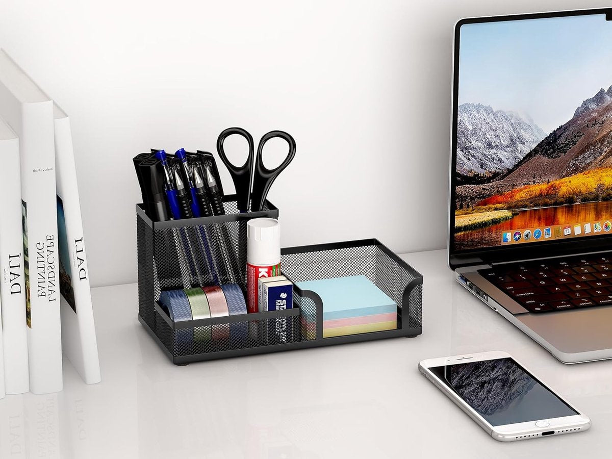 Pencil holder - Office accessories - Desk organizer - Pencil holder - Mesh - Metal - Desk - Desk organizer - Black - Image 3