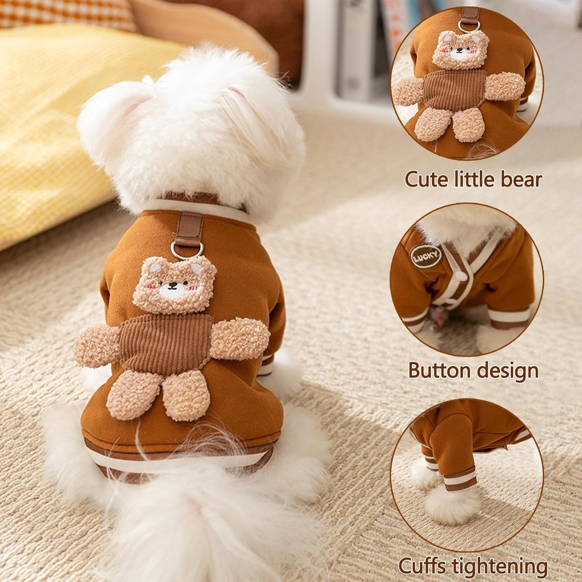 Dog Coat - Dog Sweater - Dog Clothes with D-Ring - Warm Winter Sweater - Soft Sweatshirt - Warm Winter Dog Clothes - Perfect for Small Dogs and Cats - Size XL - Christmas Decorations - Image 3