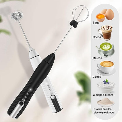 Milk frother - electric milk frother - electric milk frother - milk frother - rechargeable manual milk frother - with 3 speeds for coffee - black frother - Image 3