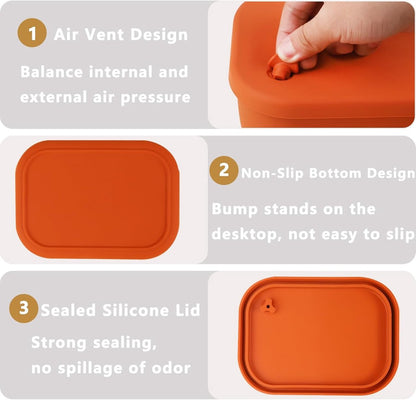 Silicone Lunch Box – For children and adults – Four-compartment lunch box – Leakproof lunch box – For school, picnics and parks (Blue) - Image 4