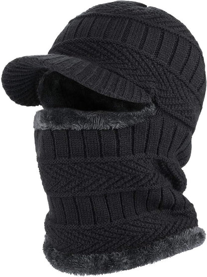 Beanie - Men's Winter Beanie - Knitted Beanie - Men's Beanie - With Flexible Neck Gaiter - Ski Balaclava - Unisex - Windproof - Warm - Ideal for Outdoor Activities - Camping - Skiing - Everyday Wear - Winter