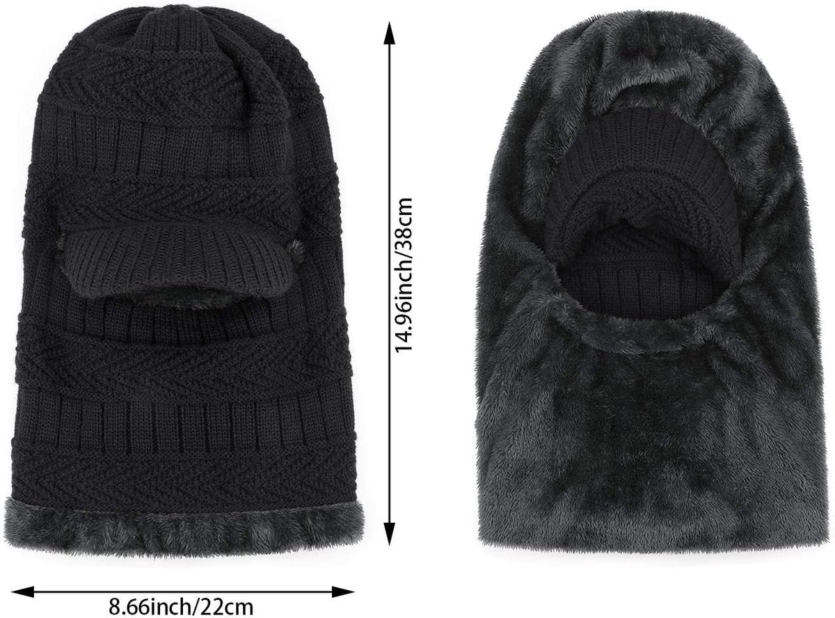 Beanie - Men's Winter Beanie - Knitted Beanie - Men's Beanie - With Flexible Neck Gaiter - Ski Balaclava - Unisex - Windproof - Warm - Ideal for Outdoor Activities - Camping - Skiing - Everyday Wear - Winter - Image 4
