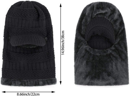 Beanie - Men's Winter Beanie - Knitted Beanie - Men's Beanie - With Flexible Neck Gaiter - Ski Balaclava - Unisex - Windproof - Warm - Ideal for Outdoor Activities - Camping - Skiing - Everyday Wear - Winter - Image 4