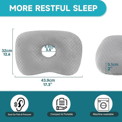 Pillow - head pillow - neck pillow - ear pillow - piercing pillow - donut pillow - piercing pillow with hole - sleeping ring for side sleepers to relieve pain - 32 * 44 cm - grey - Image 2