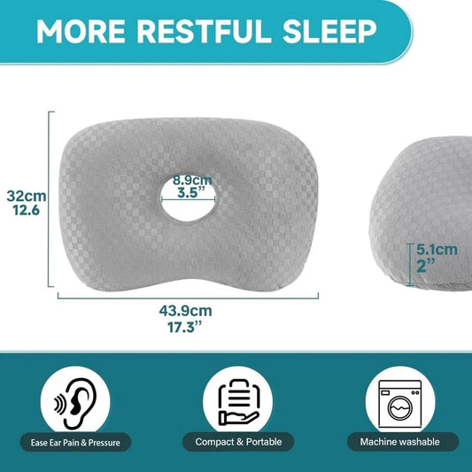 Pillow - head pillow - neck pillow - ear pillow - piercing pillow - donut pillow - piercing pillow with hole - sleeping ring for side sleepers to relieve pain - 32 * 44 cm - grey - Image 2