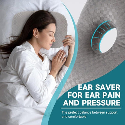 Pillow - head pillow - neck pillow - ear pillow - piercing pillow - donut pillow - piercing pillow with hole - sleeping ring for side sleepers to relieve pain - 32 * 44 cm - grey - Image 3