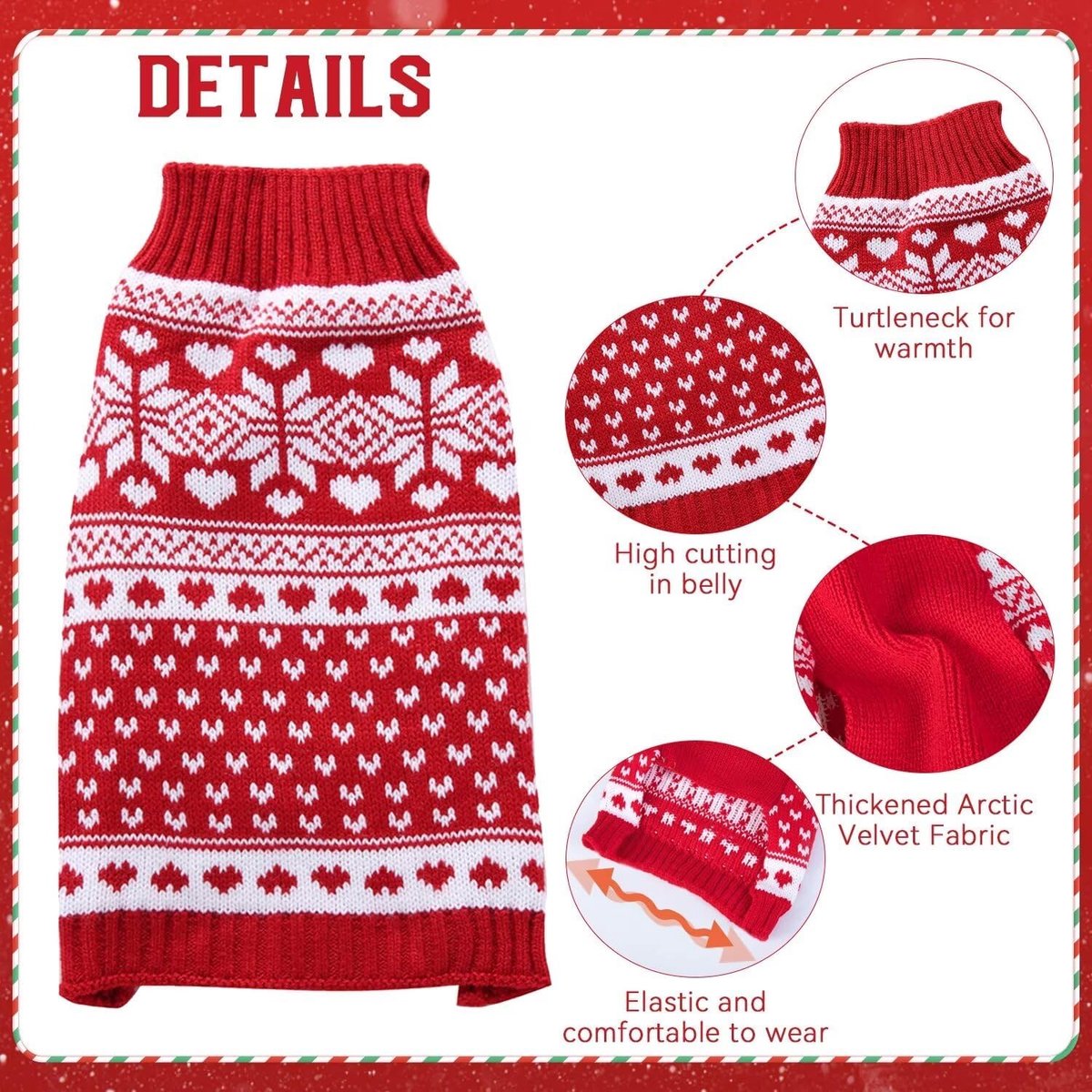 Dog Sweater - Christmas Dog Sweaters - Sleeveless Dog Sweaters - Dog Coat - Warm Autumn and Winter Puppy Sweater - Ugly Sweater - Perfect for Small Dogs - Dog - Medium - New Year's Holidays - XL - Image 2