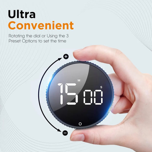 Digital Timer - Digital Kitchen Timer - Smart Timer - LED Display - Magnetic - 360° Rotation - BBQ Alarm Clock - Silver - Image 2