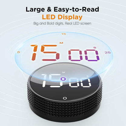 Digital Timer - Digital Kitchen Timer - Smart Timer - LED Display - Magnetic - 360° Rotation - BBQ Alarm Clock - Silver - Image 5