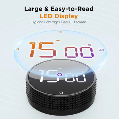 Digital Timer - Digital Kitchen Timer - Smart Timer - LED Display - Magnetic - 360° Rotation - BBQ Alarm Clock - Silver - Image 5
