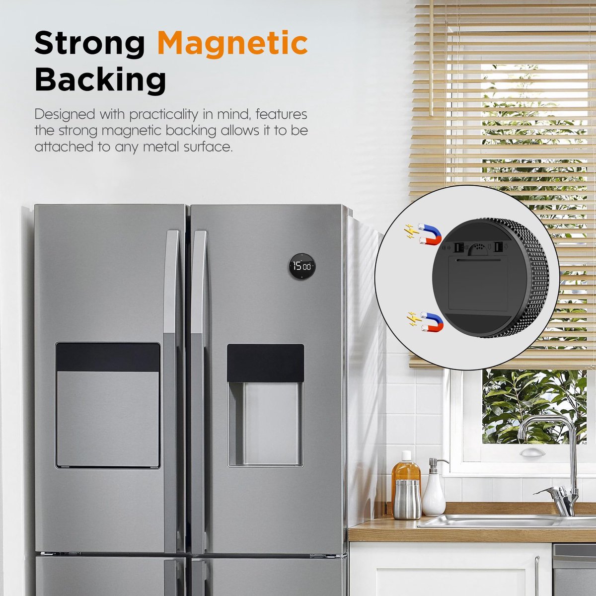 Digital Timer - Digital Kitchen Timer - Smart Timer - LED Display - Magnetic - 360° Rotation - BBQ Alarm Clock - Silver - Image 6