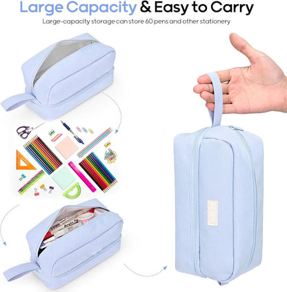 Pencil case - Boy's pencil case - Girl's pencil case - School cases - Large pencil case - School supplies - Suitable for students - Girls - Girls and teenagers (blue) - Image 5