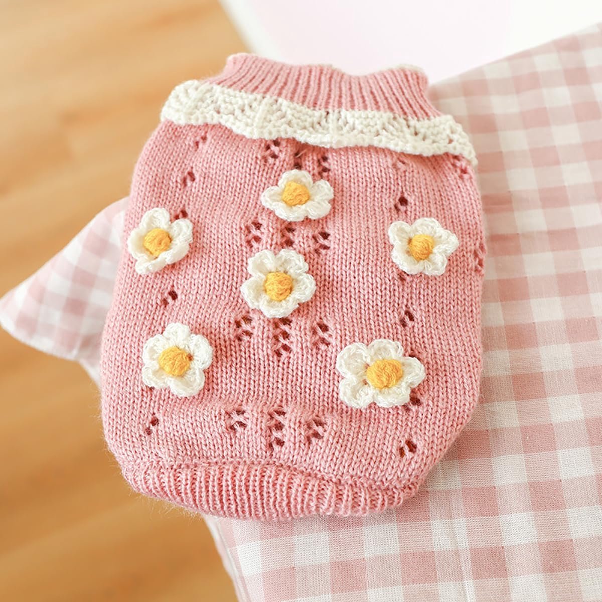 Dog Coat - Dog Sweater - Sweater for Small Dogs - Dog Sweater with an Adorable Floral Girl Design - Winter Knitted Sweater - Lightweight and Warm Cat Sweater - Birthday - Party Decoration - Christmas - Size XL - Image 2