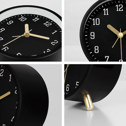 Wekker - Digital Alarm Clock - Alarm Clocks - Children's Alarm Clock - Silent Analog Metal Alarm Clock - Simple Desk Clock - With Night Light - Black - Modern Classic - For Bedside - Image 2