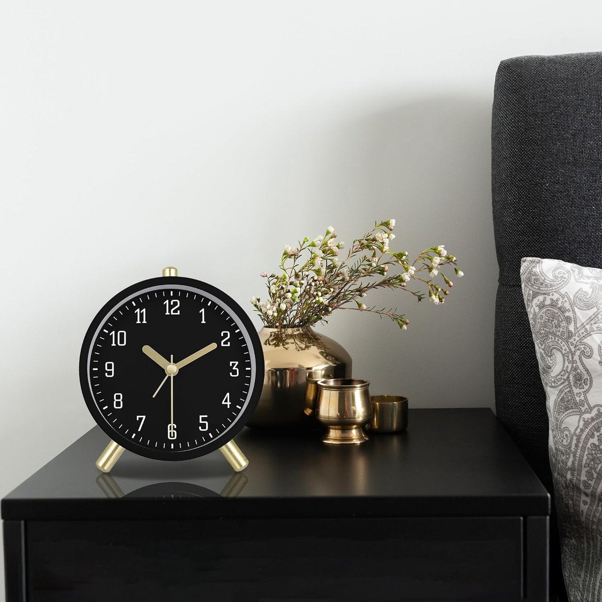 Wekker - Digital Alarm Clock - Alarm Clocks - Children's Alarm Clock - Silent Analog Metal Alarm Clock - Simple Desk Clock - With Night Light - Black - Modern Classic - For Bedside - Image 3