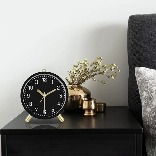 Wekker - Digital Alarm Clock - Alarm Clocks - Children's Alarm Clock - Silent Analog Metal Alarm Clock - Simple Desk Clock - With Night Light - Black - Modern Classic - For Bedside - Image 3