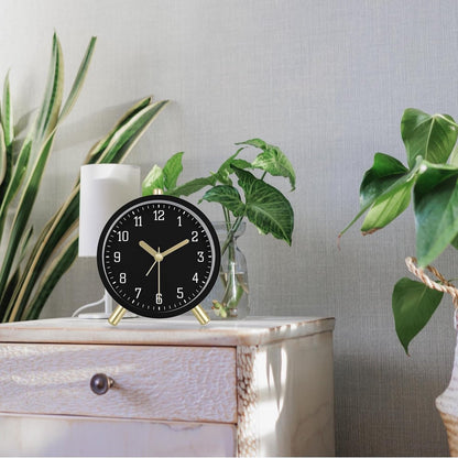 Wekker - Digital Alarm Clock - Alarm Clocks - Children's Alarm Clock - Silent Analog Metal Alarm Clock - Simple Desk Clock - With Night Light - Black - Modern Classic - For Bedside - Image 5