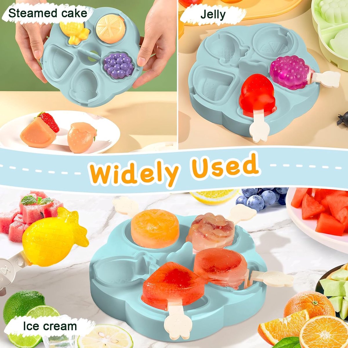 Silicone Ice Cube Trays - 5 Mesh Ice Cube Trays - BPA-Free, Safe for Children and Babies - Mini Ice Cube Trays - Ice Cube Trays with Handles and Lids - Reusable Ice Cube Trays for Kids - Image 3