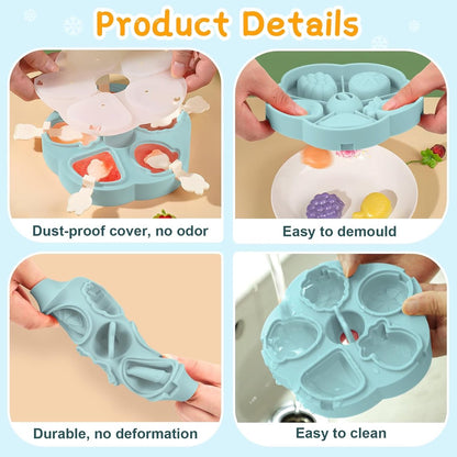 Silicone Ice Cube Trays - 5 Mesh Ice Cube Trays - BPA-Free, Safe for Children and Babies - Mini Ice Cube Trays - Ice Cube Trays with Handles and Lids - Reusable Ice Cube Trays for Kids - Image 4