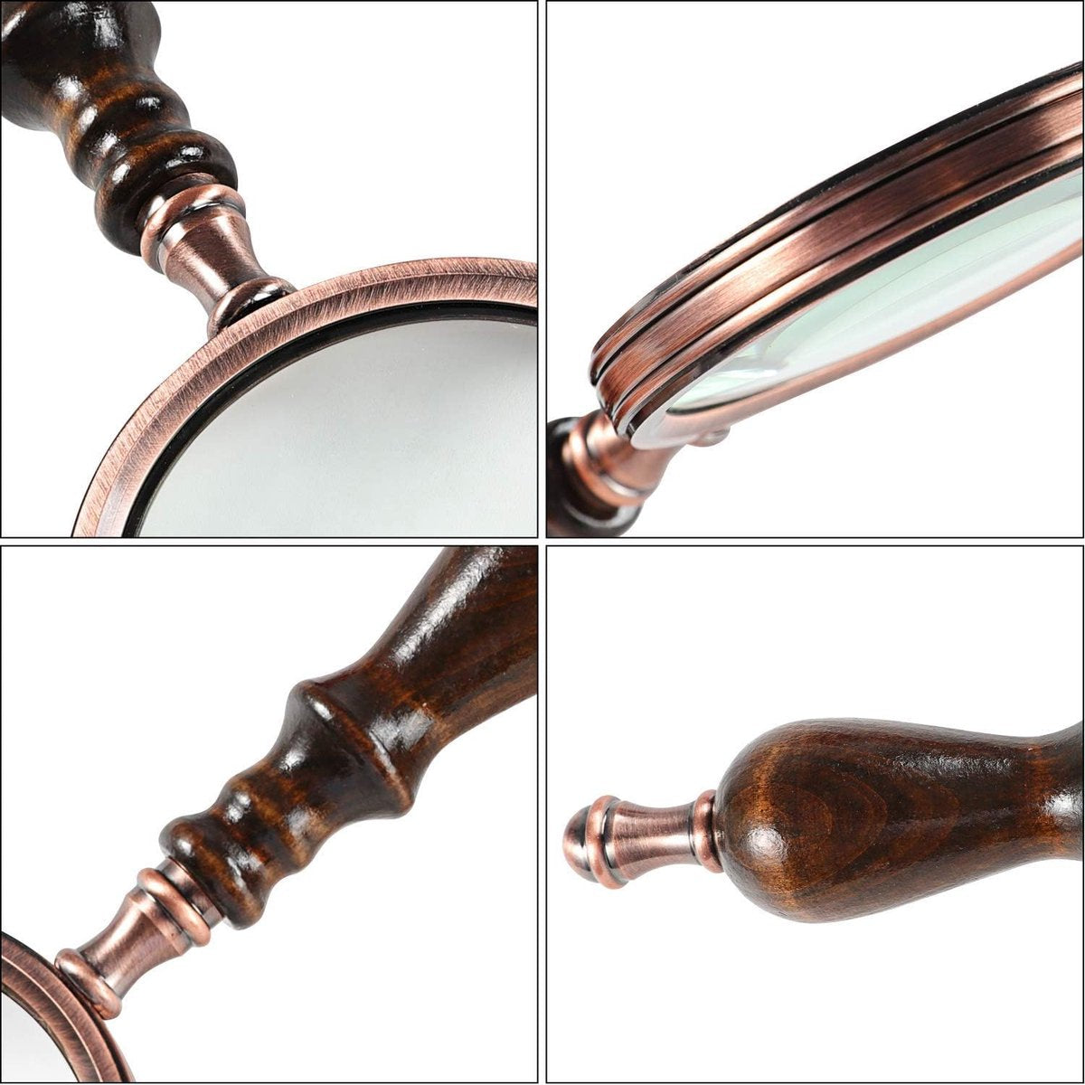 Magnifying glass - 10x magnification - 8.5 x 22.5 cm - wooden handle - Vintage - best reading magnifier - Image 2