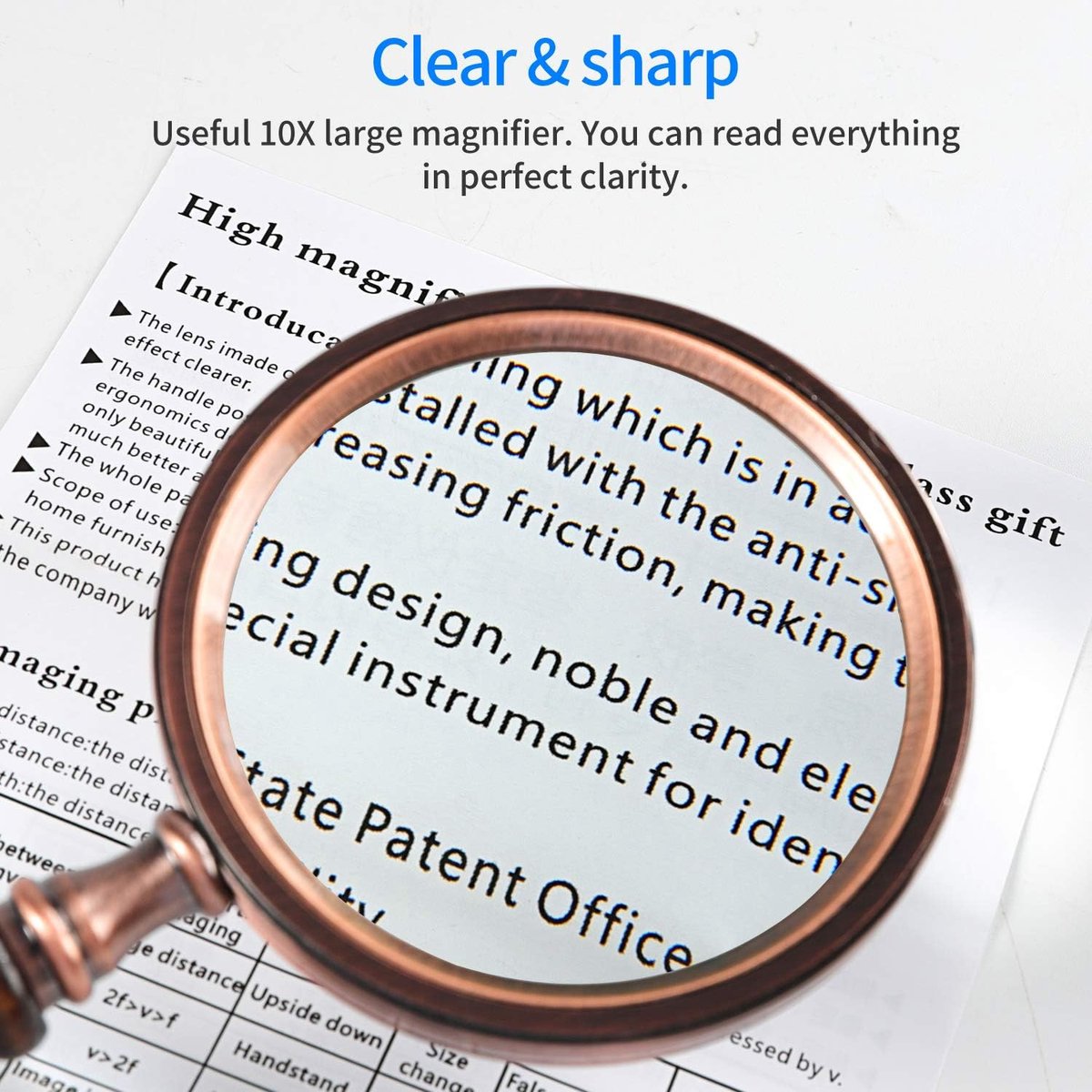 Magnifying glass - 10x magnification - 8.5 x 22.5 cm - wooden handle - Vintage - best reading magnifier - Image 3