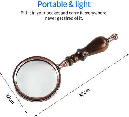 Magnifying glass - 10x magnification - 8.5 x 22.5 cm - wooden handle - Vintage - best reading magnifier - Image 5
