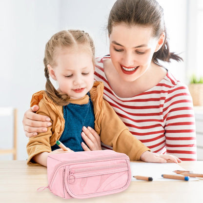 Pencil case - Pencil case for boys and girls - 20x8.5x8.5 cm - Canvas - Linen - Large capacity - School pencil case - pink - Image 6