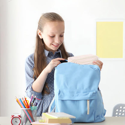 Pencil case - Pencil case for boys and girls - 20x8.5x8.5 cm - Canvas - Linen - Large capacity - School pencil case - Beige - Image 4
