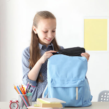 Pencil case - Pencil case for boys and girls - 20x8.5x8.5 cm - Canvas - Linen - Large capacity - School pencil case - black - Image 4