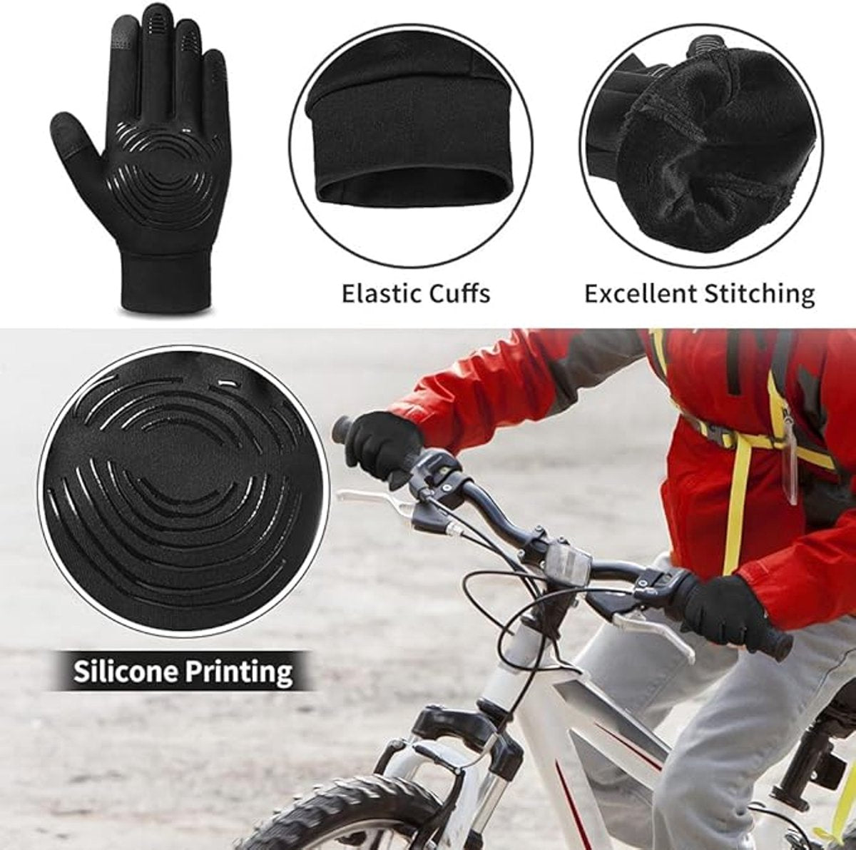 Gloves - Winter Gloves - Cycling Gloves - Running Gloves - Outdoor Sports Gloves - Children's Winter Gloves - Touchscreen Compatible - Thick, Waterproof, Windproof and Non-Slip - Warm Fleece - Gift for Boys and Girls - Image 5
