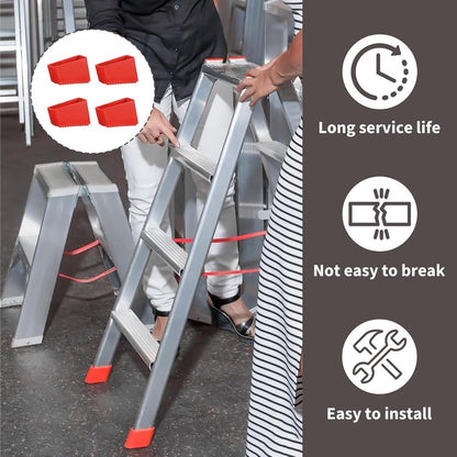 4 rubber stuks on ladders - ladders of rubber - Rubber on ladders - Rubber on ladders mat - Ladderdoppen - Red - Ladderstabilisatoren, antislip vervangende voetafdekkingen voor thuis- en industriële ladders - Image 3