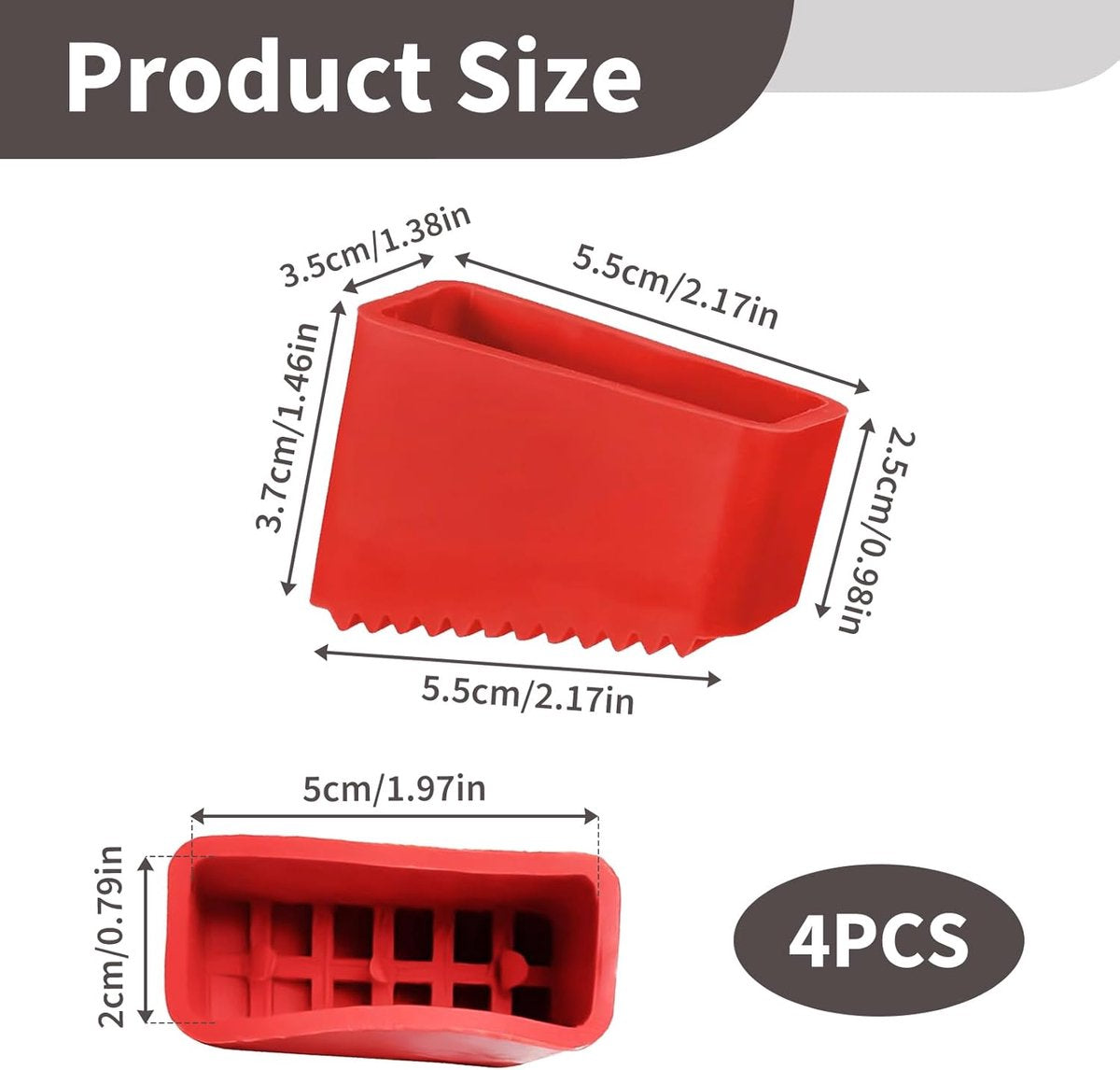4 rubber stuks on ladders - ladders of rubber - Rubber on ladders - Rubber on ladders mat - Ladderdoppen - Red - Ladderstabilisatoren, antislip vervangende voetafdekkingen voor thuis- en industriële ladders - Image 5