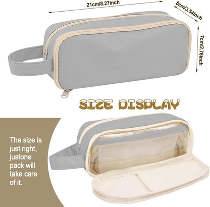 Pencil case, large capacity, suitable for boys and girls, waterproof, expandable, toiletry bag, makeup bag and office supplies, gray - Image 4