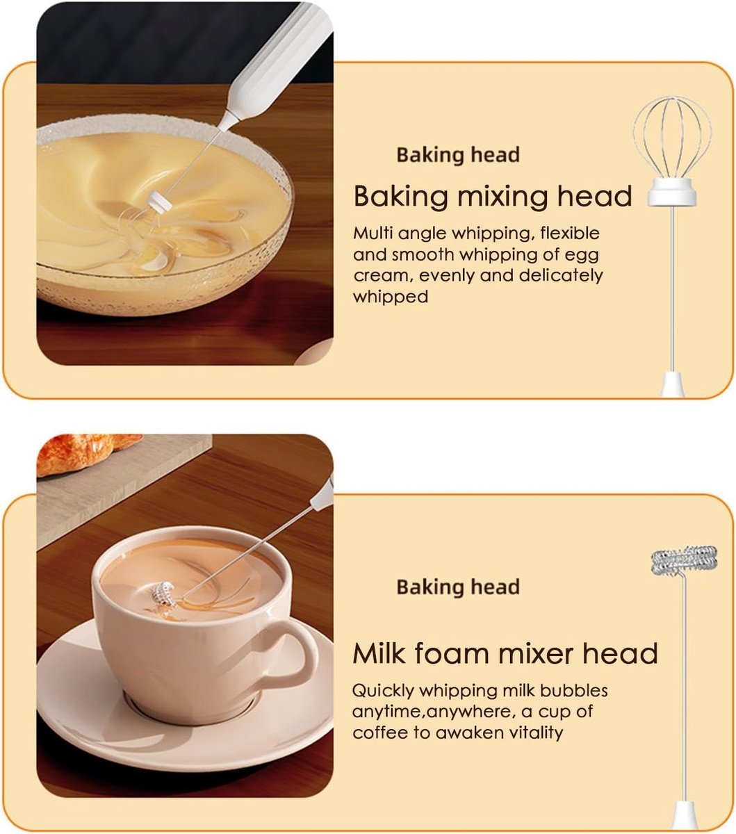 Electric milk frother, manual, rechargeable, mini whisk, USB rechargeable, 3 speeds, for lattes, cappuccinos, coffee, cream, hot chocolate, eggs, etc. - Image 6