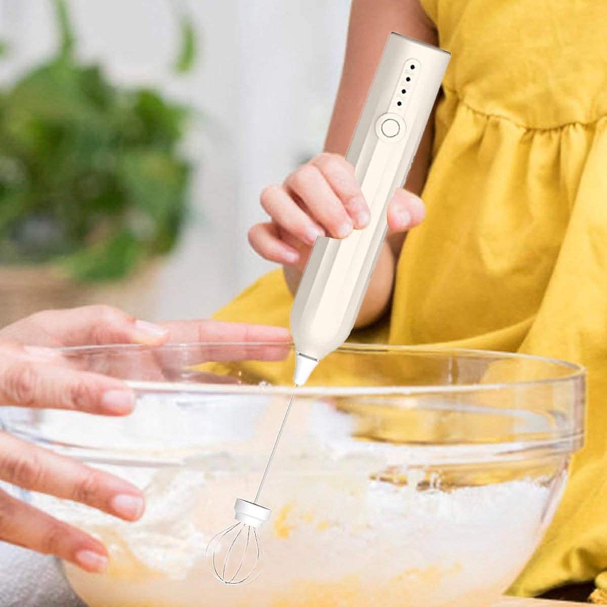 Milk Frother - Electric Milk Frother - Manual Milk Frother - Rechargeable Milk Frother - Mini Whisk - 3-Speed USB Rechargeable Milk Frother - For Lattes, Cappuccinos, Coffee Cream, Hot Chocolate Eggs - Milky White - Image 2