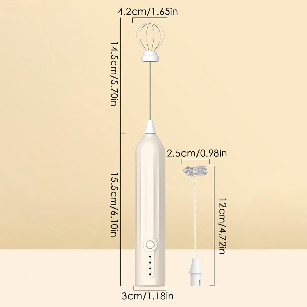 Milk Frother - Electric Milk Frother - Manual Milk Frother - Rechargeable Milk Frother - Mini Whisk - 3-Speed USB Rechargeable Milk Frother - For Lattes, Cappuccinos, Coffee Cream, Hot Chocolate Eggs - Milky White - Image 4