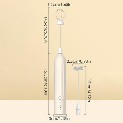 Milk Frother - Electric Milk Frother - Manual Milk Frother - Rechargeable Milk Frother - Mini Whisk - 3-Speed USB Rechargeable Milk Frother - For Lattes, Cappuccinos, Coffee Cream, Hot Chocolate Eggs - Milky White - Image 4