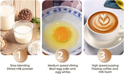 Milk Frother - Electric Milk Frother - Manual Milk Frother - Rechargeable Milk Frother - Mini Whisk - 3-Speed USB Rechargeable Milk Frother - For Lattes, Cappuccinos, Coffee Cream, Hot Chocolate Eggs - Milky White - Image 7
